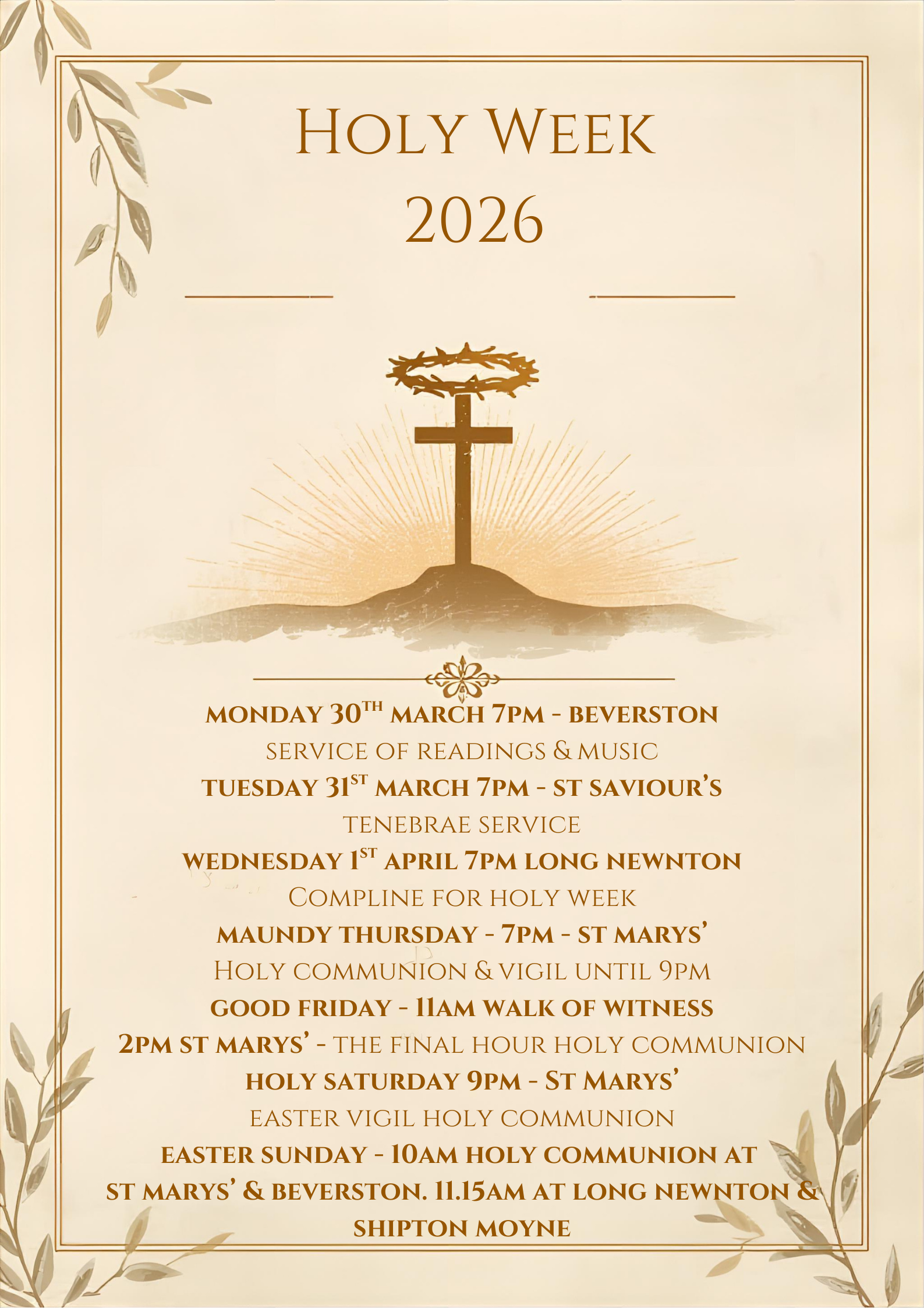 2026 Holy Week 2024 Wooden Cross Poster